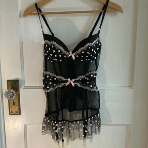 Black Polka Dot Lace Chemise